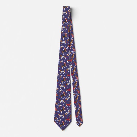 Patriotic Beagle Dog Pattern Neck Tie ネクタイ (正面)