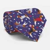 Patriotic Beagle Dog Pattern Neck Tie ネクタイ (ロール)