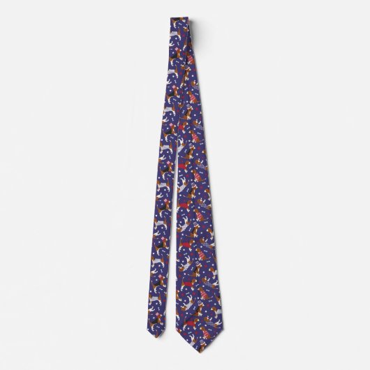 Patriotic Beagle Dog Pattern Neck Tie ネクタイ (裏面)