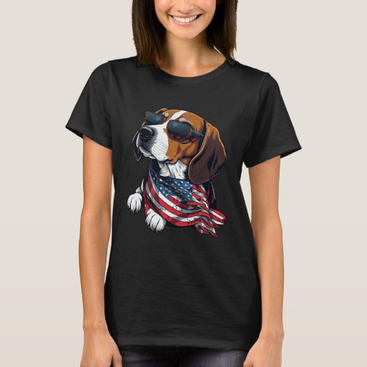 Patriotic Beagle Wearing An American Flag Patrioti Tシャツ (正面)