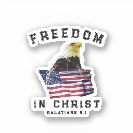 Patriotic Bible Verse Freedom in Christ Vinyl シール (正面)