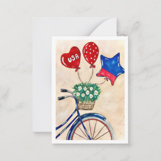 Patriotic bicycle Flat Note Cards ノートカード