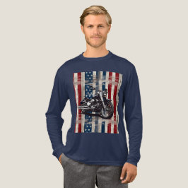Patriotic Biker T-Shirt with Wood Grain Flag  トライブレンドＴシャツ