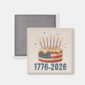 Patriotic Birthday Cake 1776-2026 Celebration マグネット (正面/裏面)