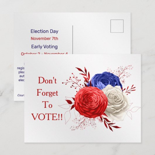 Patriotic Bloom Trio Vote Reminder ポストカード (正面/裏面)