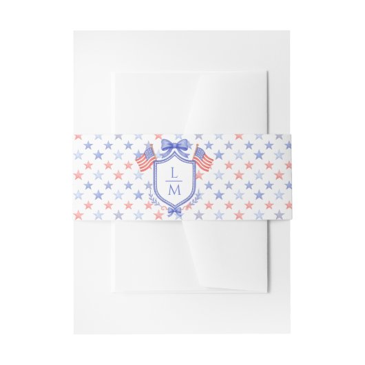 Patriotic Blue and Red Stars 招待状ベリーバンド (正面例)