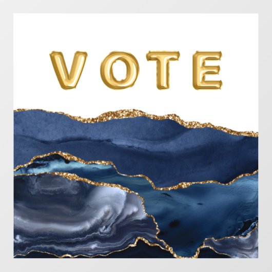 Patriotic Blue Gold Agate Vote ウィンドウサイン (シート)
