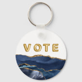 Patriotic Blue Gold Agate Vote キーホルダー (裏面)