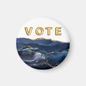 Patriotic Blue Gold Agate Vote マグネット (正面)