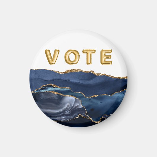 Patriotic Blue Gold Agate Vote マグネット (正面)