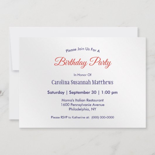 Patriotic Blue Wave Birthday 招待状 (裏面)