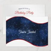 Patriotic Blue Wave Birthday 招待状 (正面/裏面)