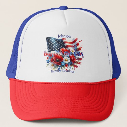 Patriotic Born in the USA Personalizable Family キャップ (正面)
