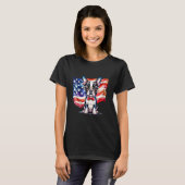 Patriotic Boston Terrier Puppy American Flag USA 1 Tシャツ (正面フル)
