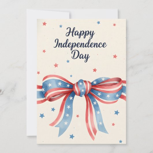 Patriotic Bow Happy Independence Day Watercolor US シーズンカード (正面)