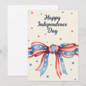 Patriotic Bow Happy Independence Day Watercolor US シーズンカード (正面/裏面)