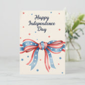 Patriotic Bow Happy Independence Day Watercolor US シーズンカード (スタンド正面)