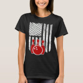 Patriotic Bowling Player Bowler Tシャツ (正面)