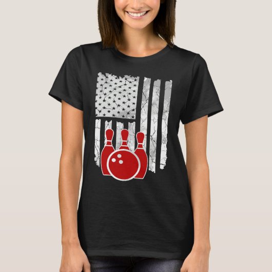 Patriotic Bowling Player Bowler Tシャツ (正面)