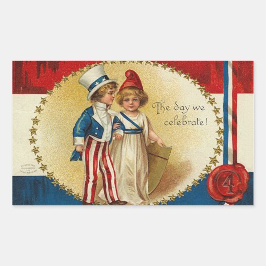 Patriotic_BoyとGirl_Sticker 長方形シール (正面)
