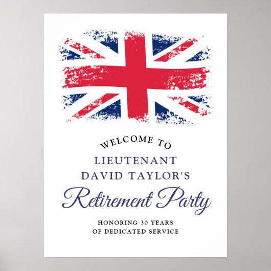 Patriotic British Flag Retirement Party Welcome ポスター (正面)