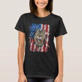 Patriotic Brown Cat Torn American Flag 4th Of July Tシャツ (正面)
