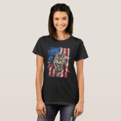 Patriotic Brown Cat Torn American Flag 4th Of July Tシャツ (正面フル)