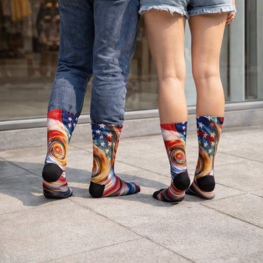 Patriotic Brushstroke Fusion Socks ソックス