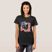 Patriotic Bull Rider Western Rodeo American Flag B Tシャツ (正面フル)
