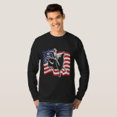 Patriotic Bull Rider Western Rodeo American Flag B Tシャツ (正面フル)