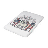 Patriotic Bulldog Fireworks Vintage Engraving Desi バスマット (アングル)