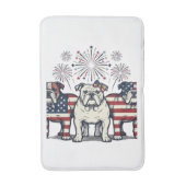Patriotic Bulldog Fireworks Vintage Engraving Desi バスマット (正面縦)