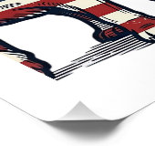 Patriotic Bulldog Fireworks Vintage Engraving Desi ポスター (コーナー)