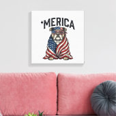 Patriotic Bulldog 'Merica Vintage Vector Shirt Des キャンバスプリント (インサイチュ (リビング))