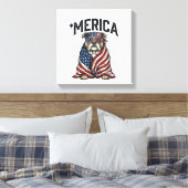 Patriotic Bulldog 'Merica Vintage Vector Shirt Des キャンバスプリント (インサイチュ (寝室))