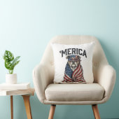 Patriotic Bulldog 'Merica Vintage Vector Shirt Des クッション (椅子)