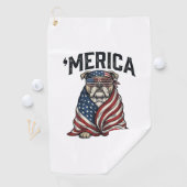 Patriotic Bulldog 'Merica Vintage Vector Shirt Des ゴルフタオル (インサイチュ)