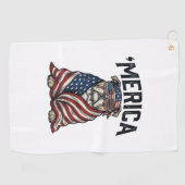 Patriotic Bulldog 'Merica Vintage Vector Shirt Des ゴルフタオル (横)
