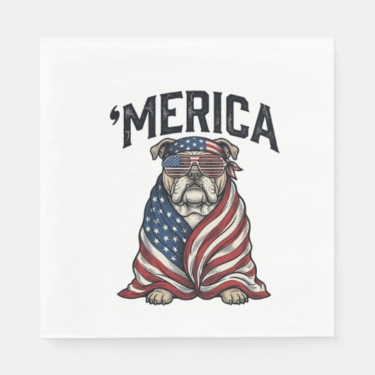Patriotic Bulldog 'Merica Vintage Vector Shirt Des スタンダードランチョンナプキン (正面)