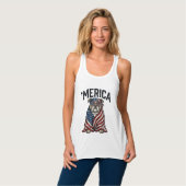 Patriotic Bulldog 'Merica Vintage Vector Shirt Des タンクトップ (正面フル)