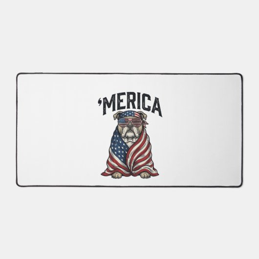 Patriotic Bulldog 'Merica Vintage Vector Shirt Des デスクマット (正面)
