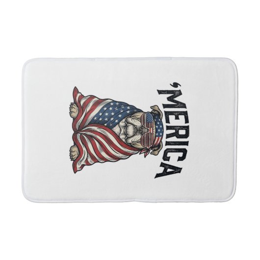 Patriotic Bulldog 'Merica Vintage Vector Shirt Des バスマット (正面)