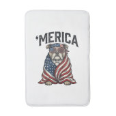 Patriotic Bulldog 'Merica Vintage Vector Shirt Des バスマット (正面縦)