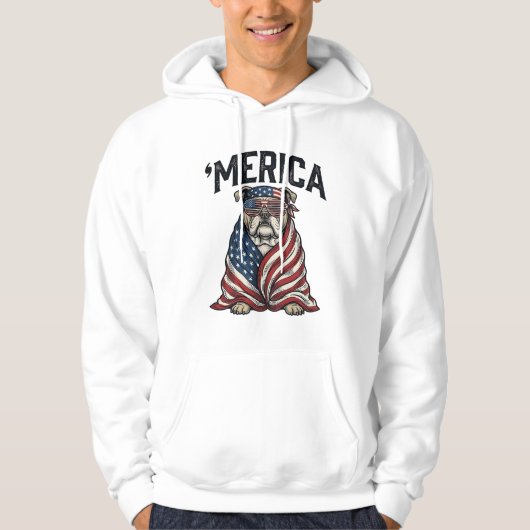 Patriotic Bulldog 'Merica Vintage Vector Shirt Des パーカ (正面)