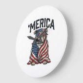 Patriotic Bulldog 'Merica Vintage Vector Shirt Des ラージ壁時計 (傾斜)