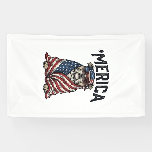 Patriotic Bulldog 'Merica Vintage Vector Shirt Des 横断幕 (横)