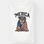 Patriotic Bulldog 'Merica Vintage Vector Shirt Des 横断幕 (縦)