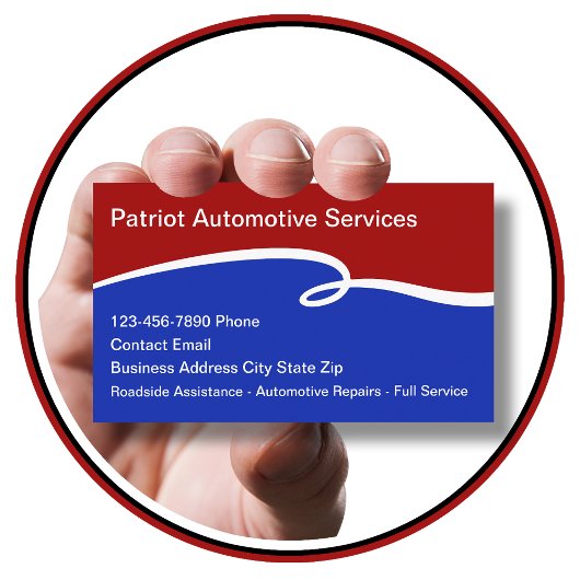 Patriotic Business Cards Automotive Service コーリングカード
