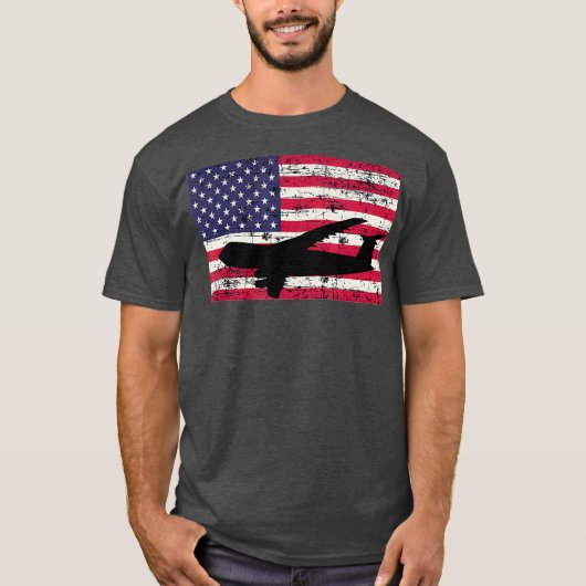 Patriotic C5 Galaxy jet American flag Tシャツ (正面)