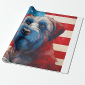 Patriotic Cairn Terrier American Flag ラッピングペーパー (アンロールド)
